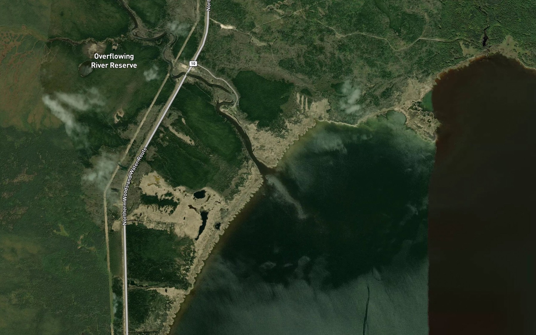 Satellite map of the Overflowing River