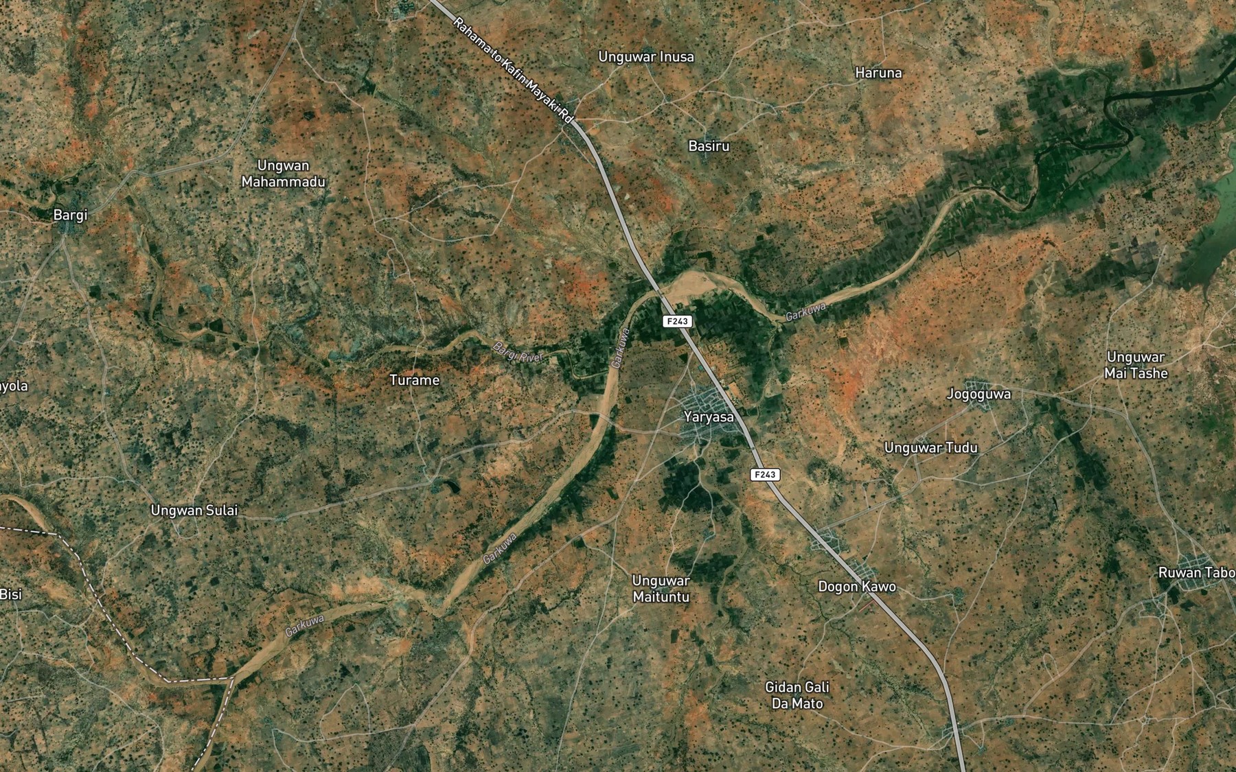 Satellite map of the River Bargi