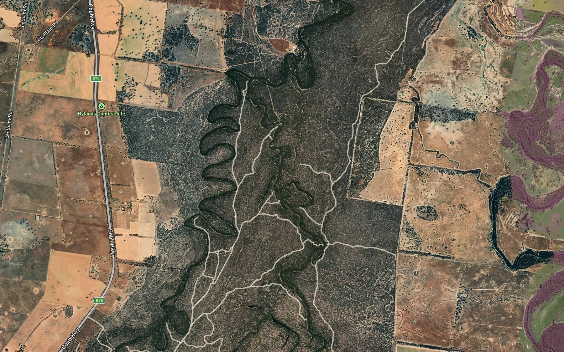 Satellite map of the Derrulaman Creek