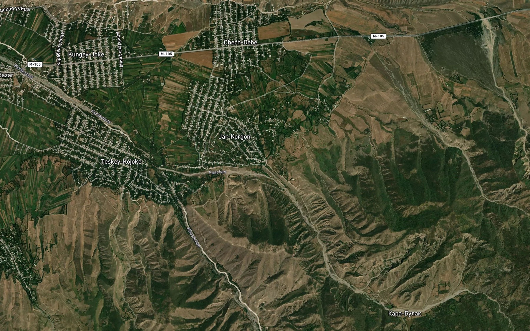Satellite map of the Dzhar-Korgon
