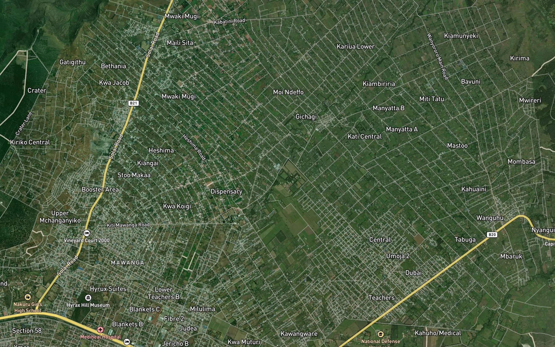 Satellite map of the Ngosorr