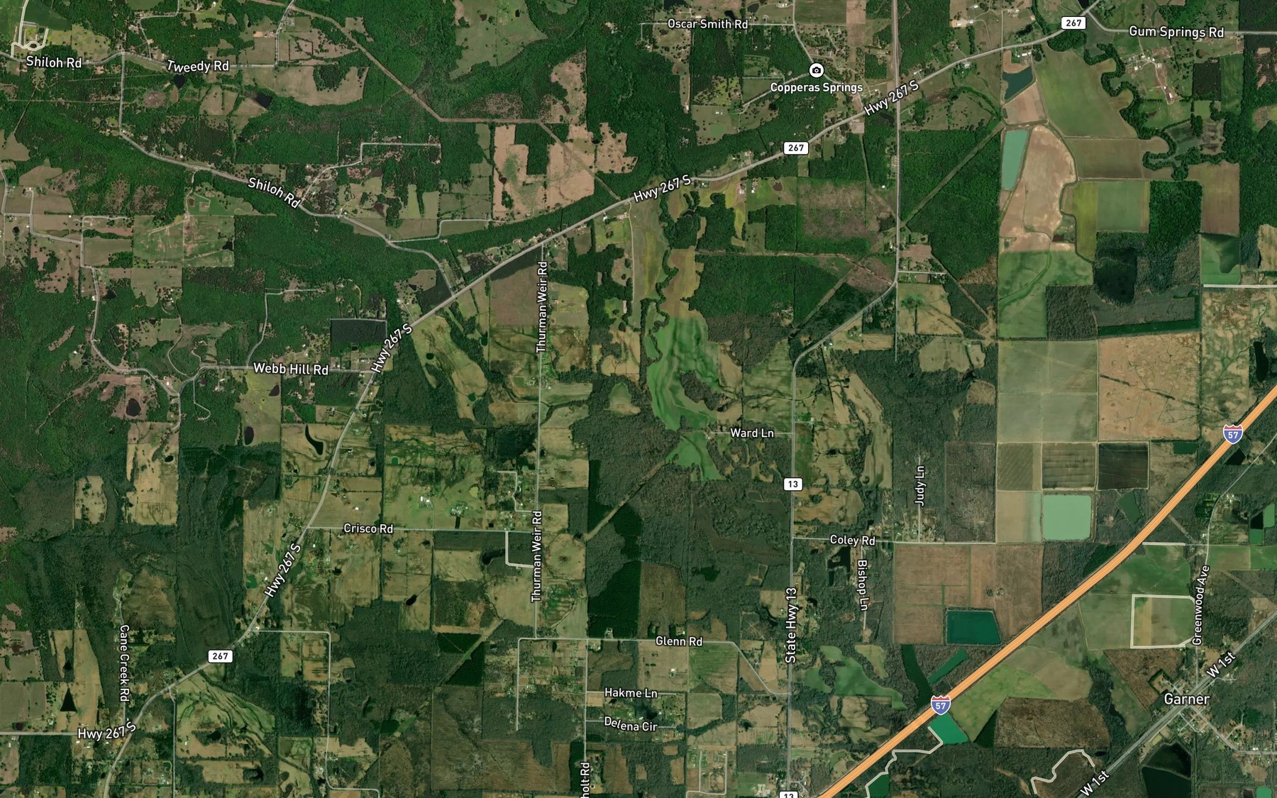 Satellite map of the Rodman Branch