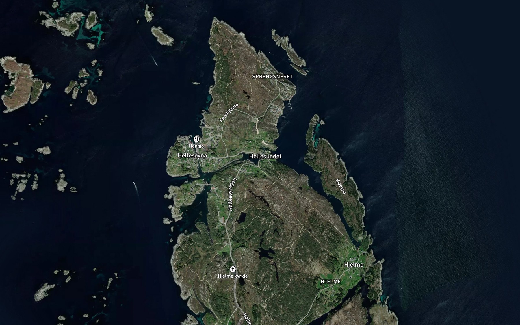Satellite map of the Hellesundet