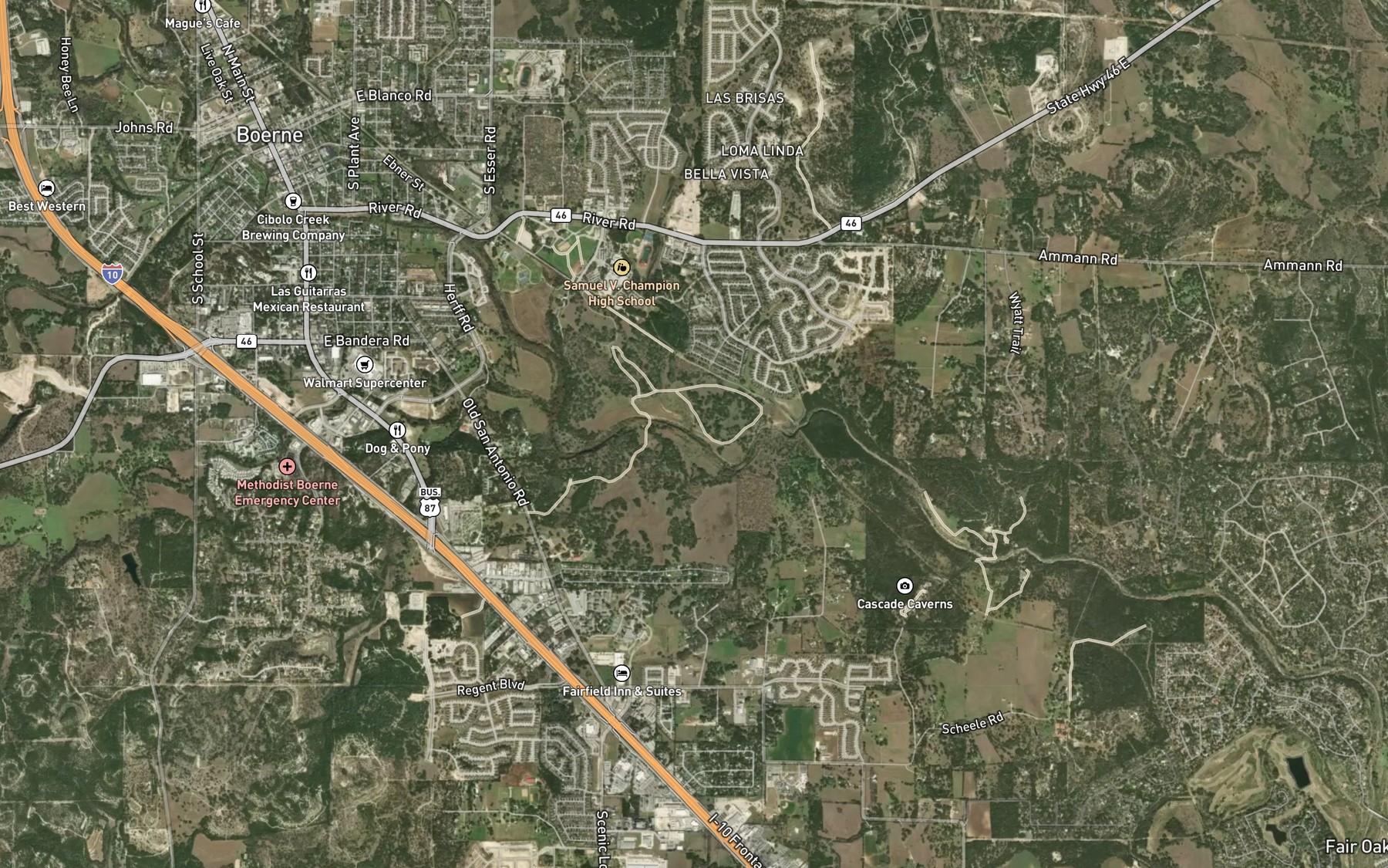 Satellite map of the Browns Creek