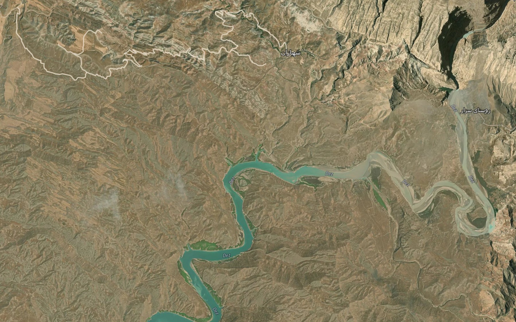 Satellite map of the Rudkhaneh-ye Shahbazan
