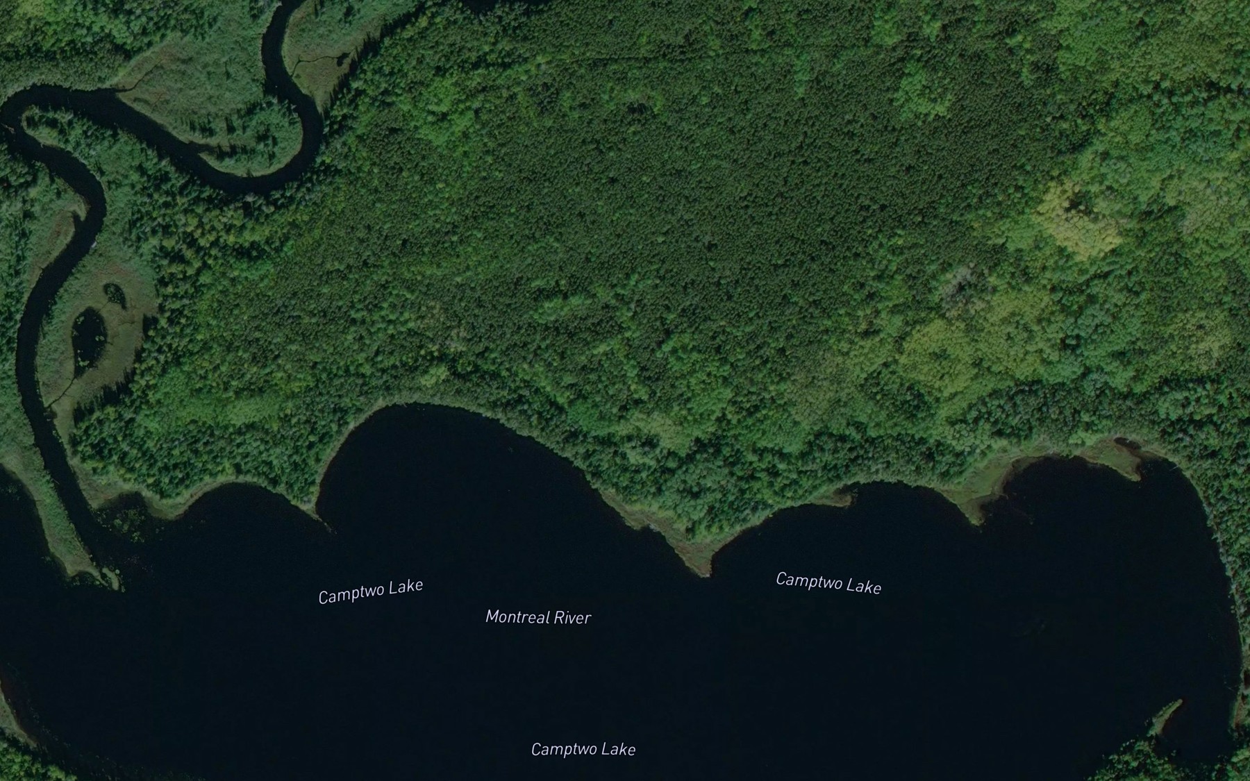Satellite map of the Camptwo Lake