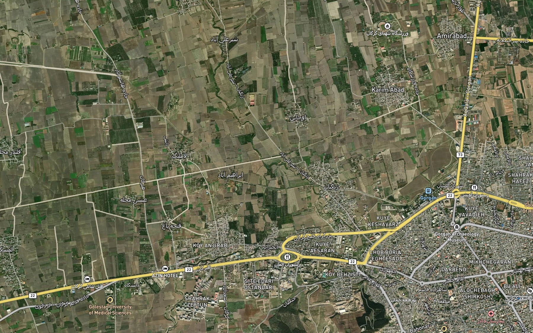Satellite map of the Rudkhaneh-ye Olang Darreh