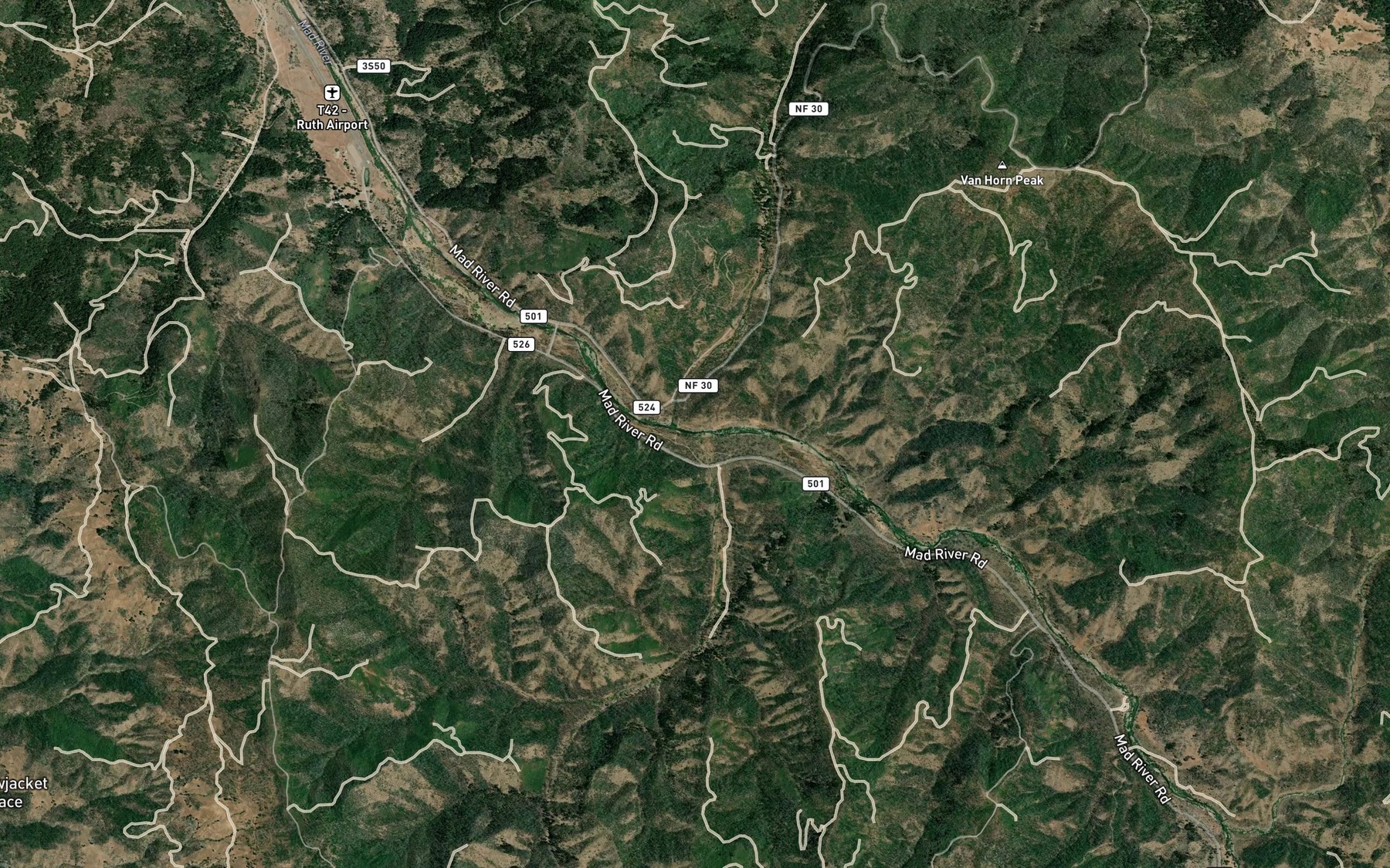 Satellite map of the Van Horn Creek