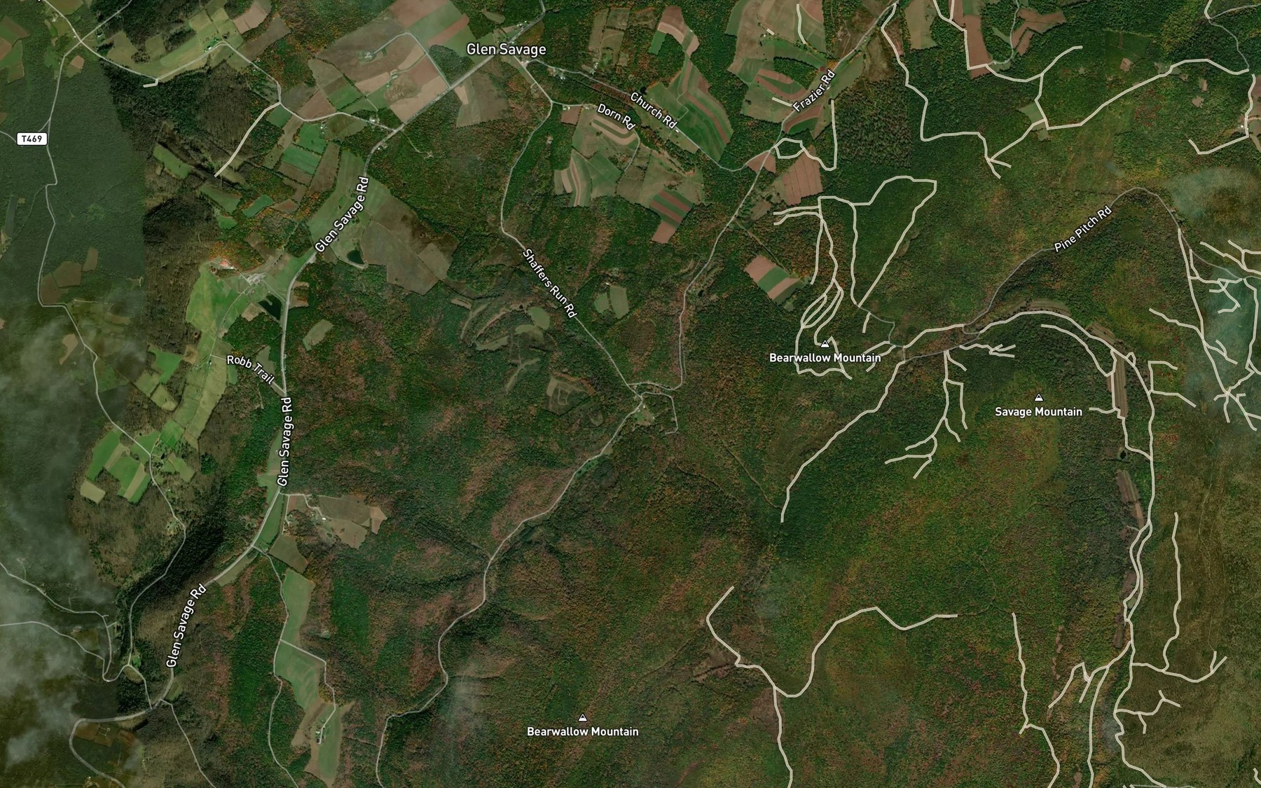 Satellite map of the Bruck Run