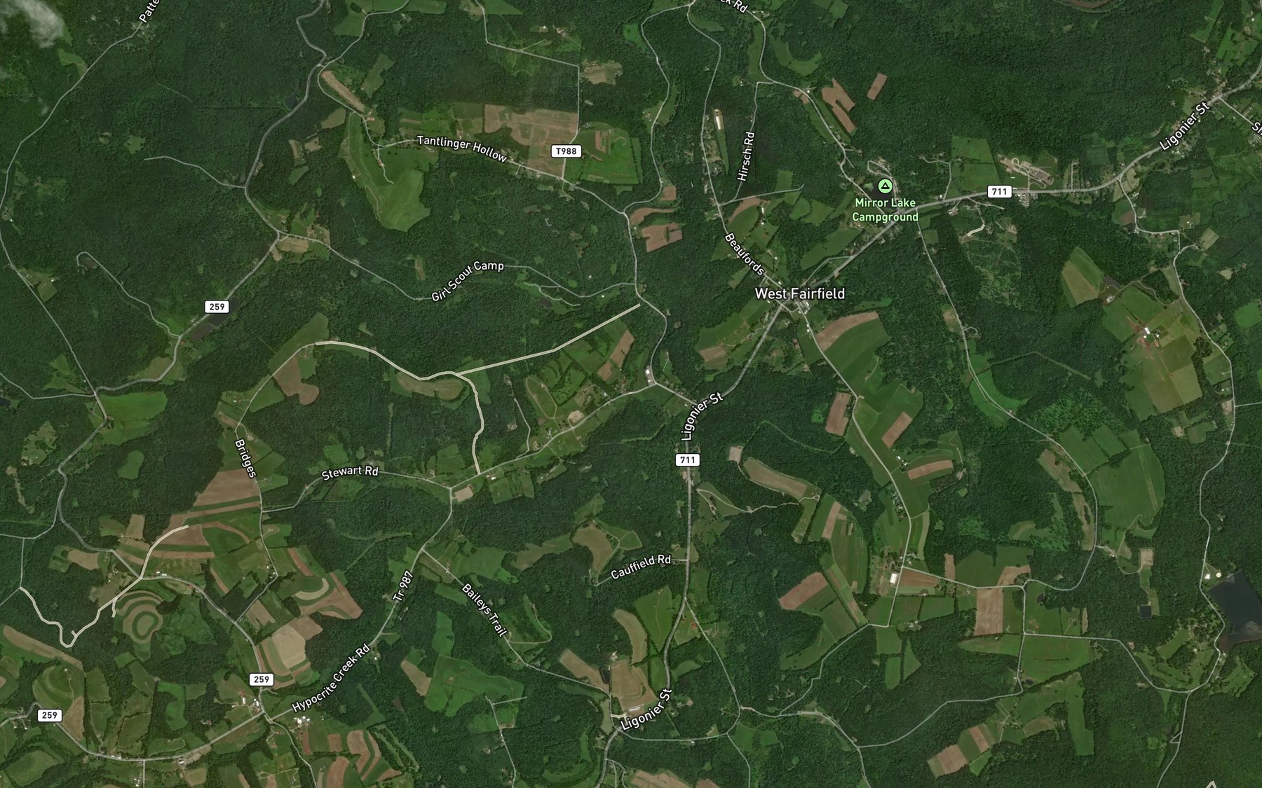 Satellite map of the Hypocrite Creek