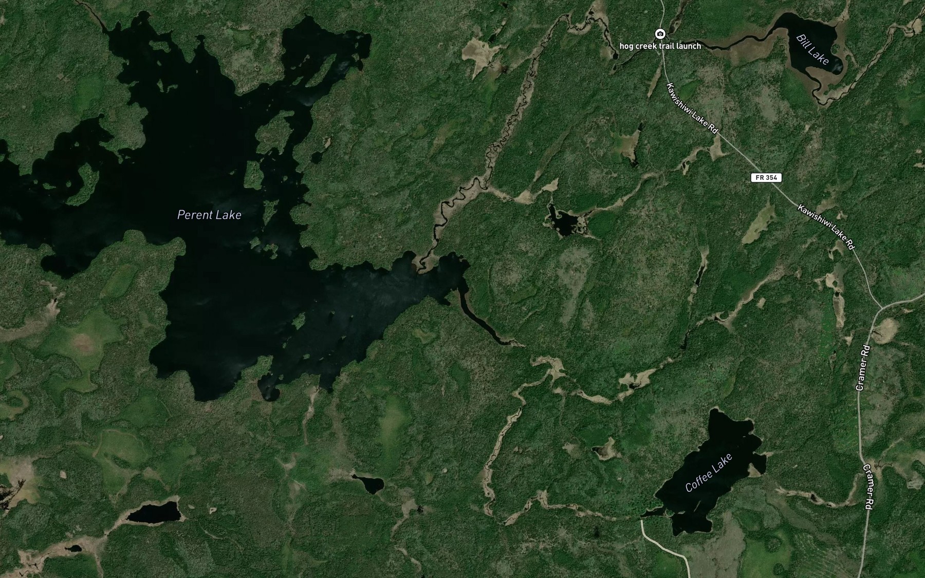 Satellite map of the Coffee Creek
