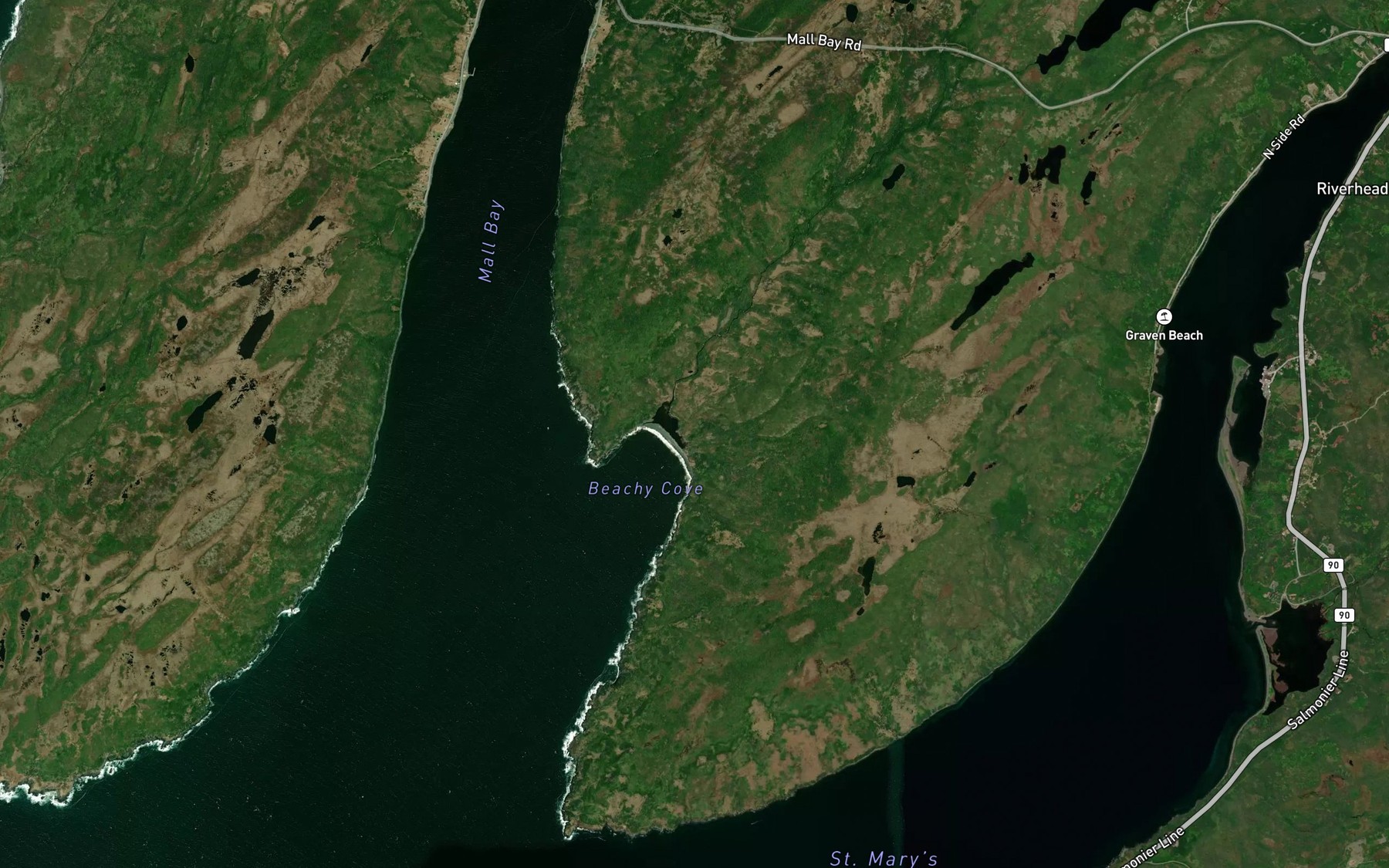 Satellite map of the Beachy Cove Pond