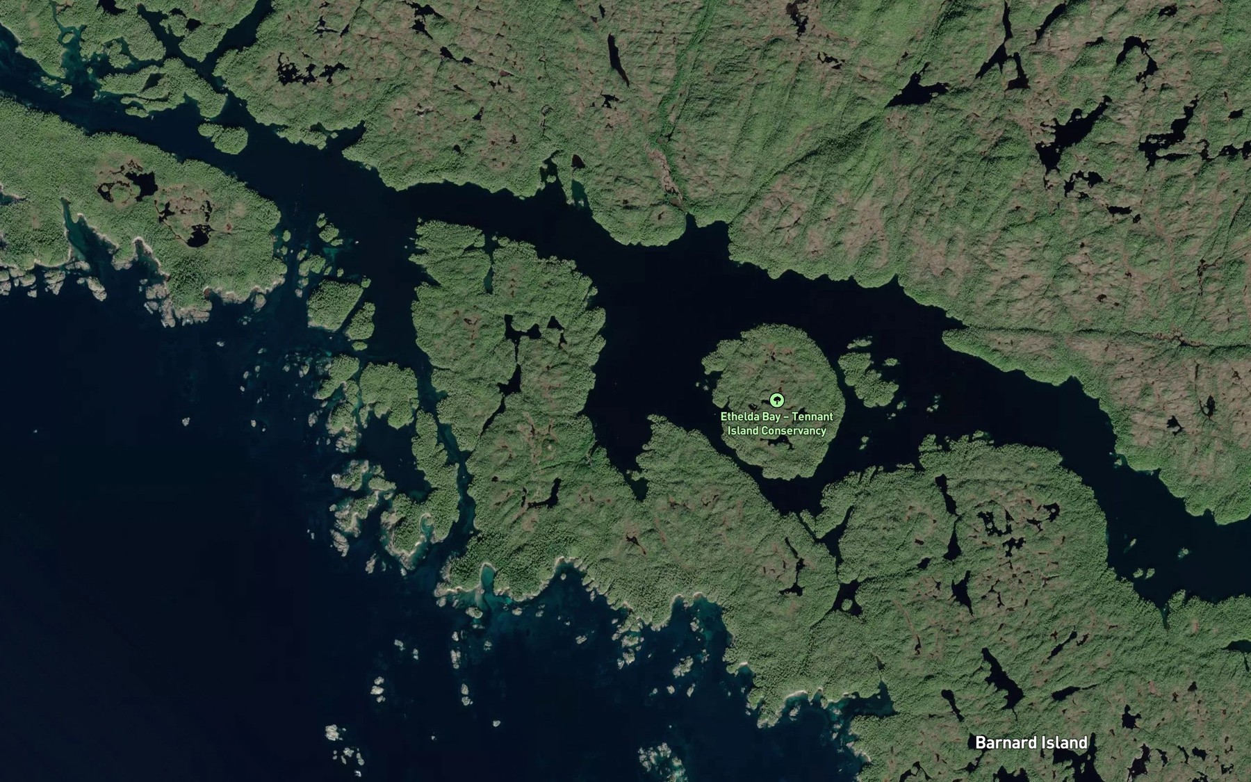 Satellite map of the Ethelda Bay