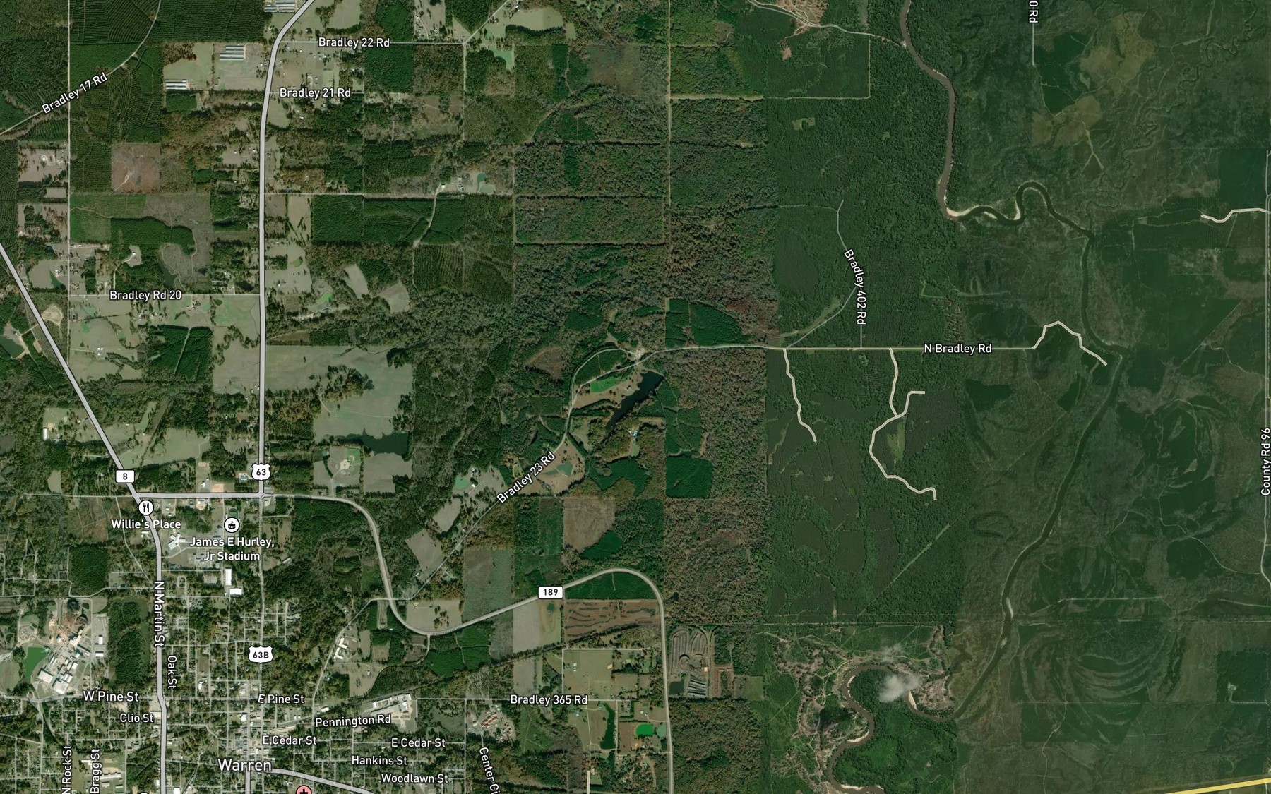 Satellite map of the Fullerton Lake