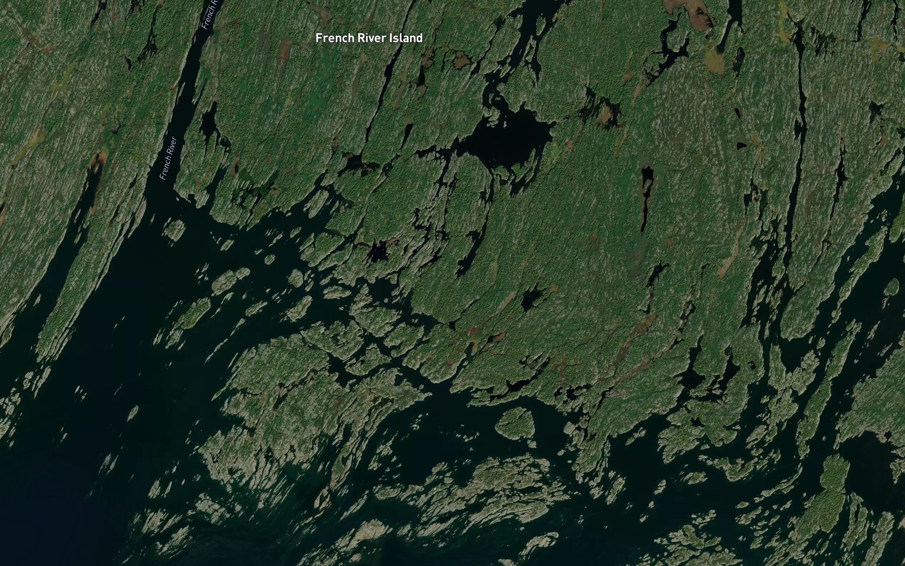 Satellite map of the Scow Bay