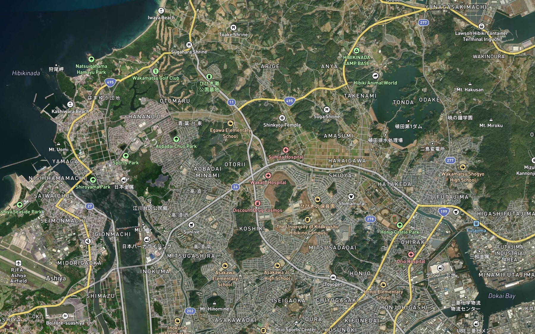 Satellite map of the Sakai Gawa