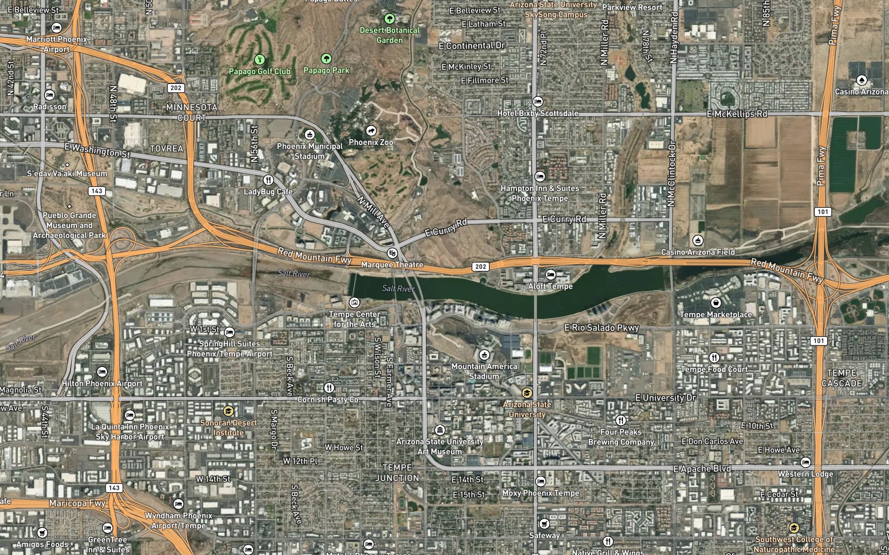 Satellite map of the North Linear Park
