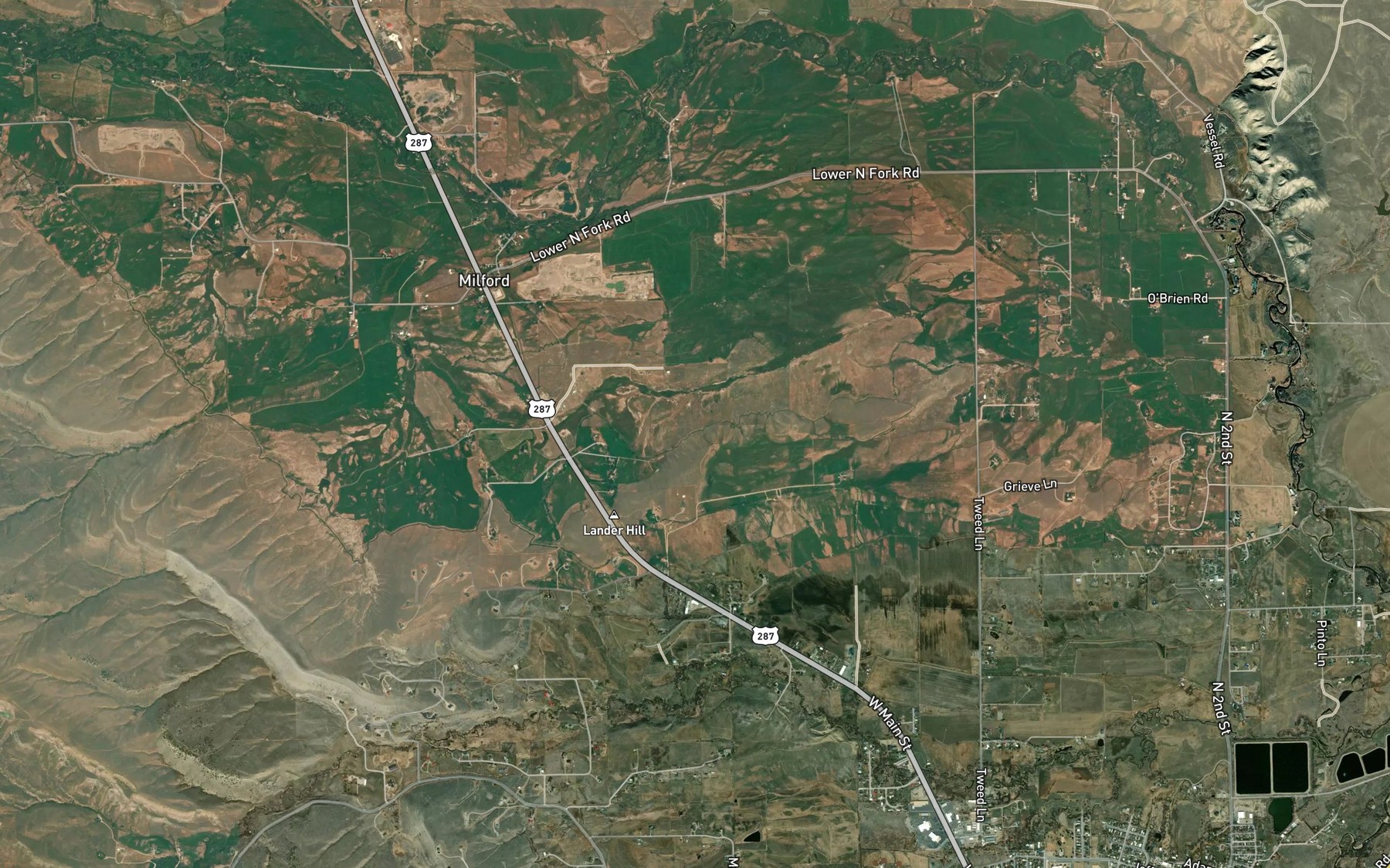 Satellite map of the North Fork Ditch