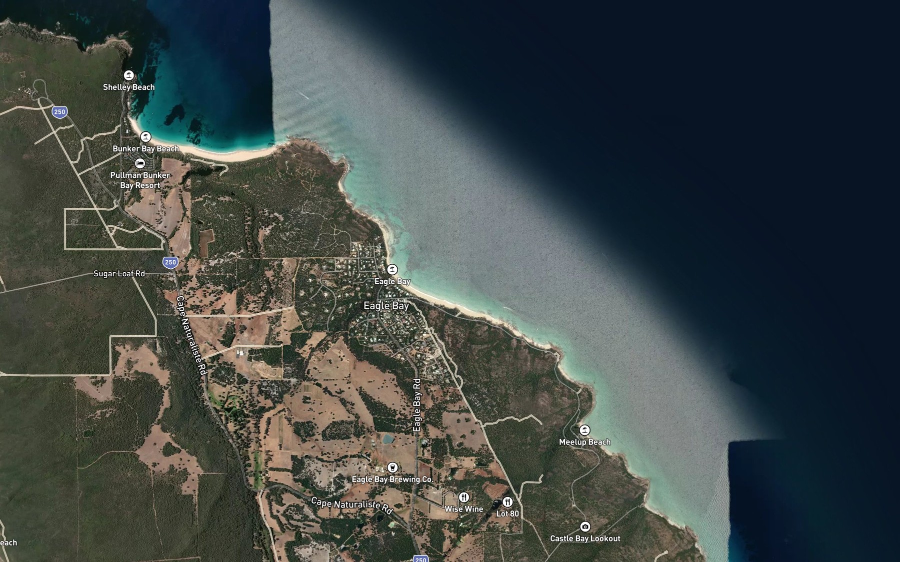 Satellite map of the Eagle Bay