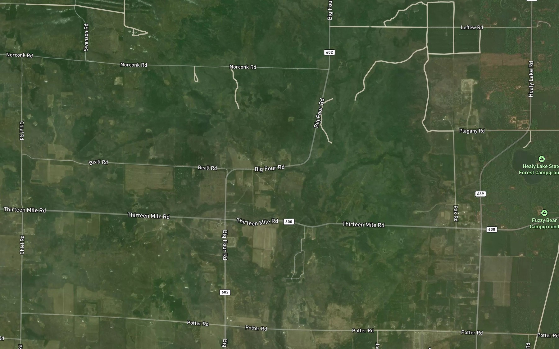 Satellite map of the Greens Creek