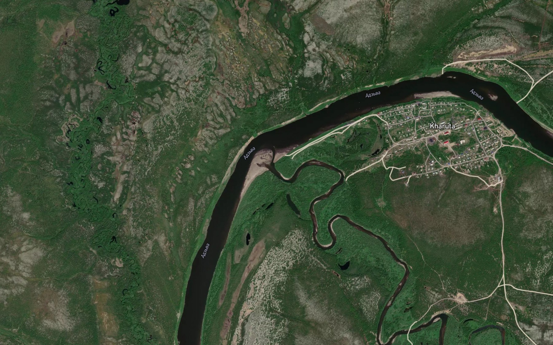Satellite map of the Kharutayu