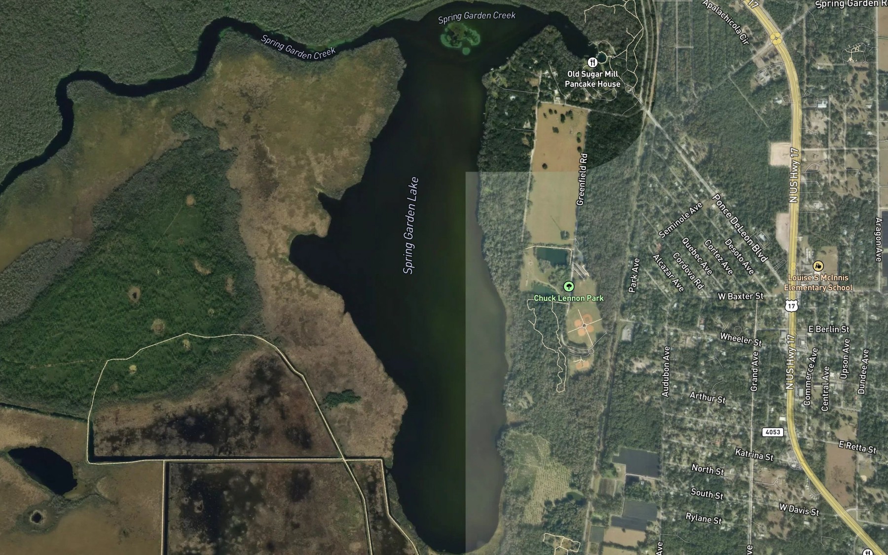 Satellite map of the Spring Garden Lake