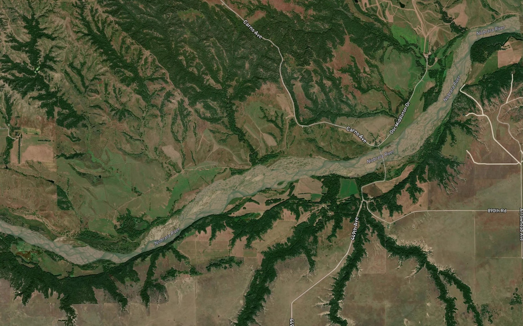 Satellite map of the Tarbell Creek