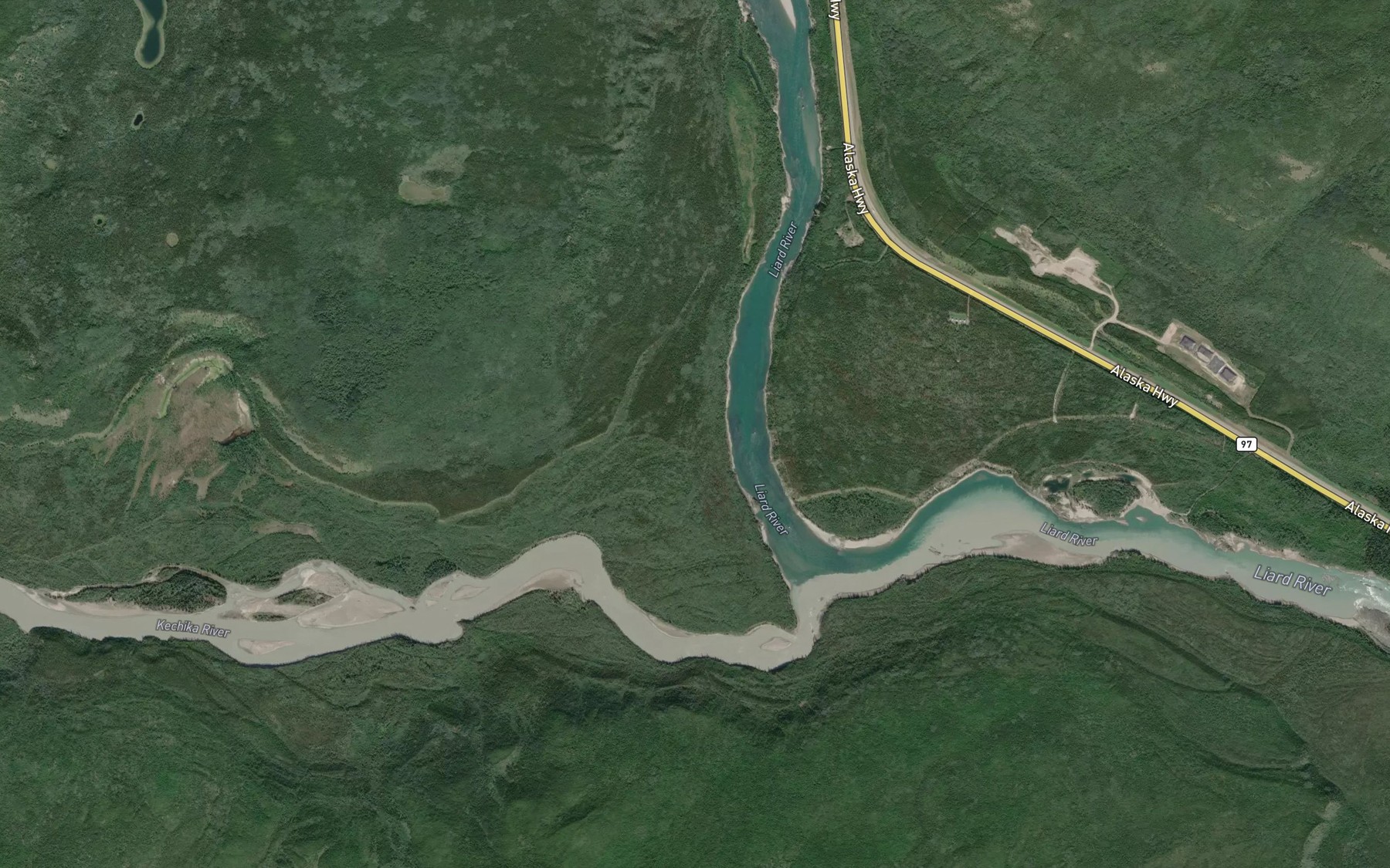 Satellite map of the Kechika River