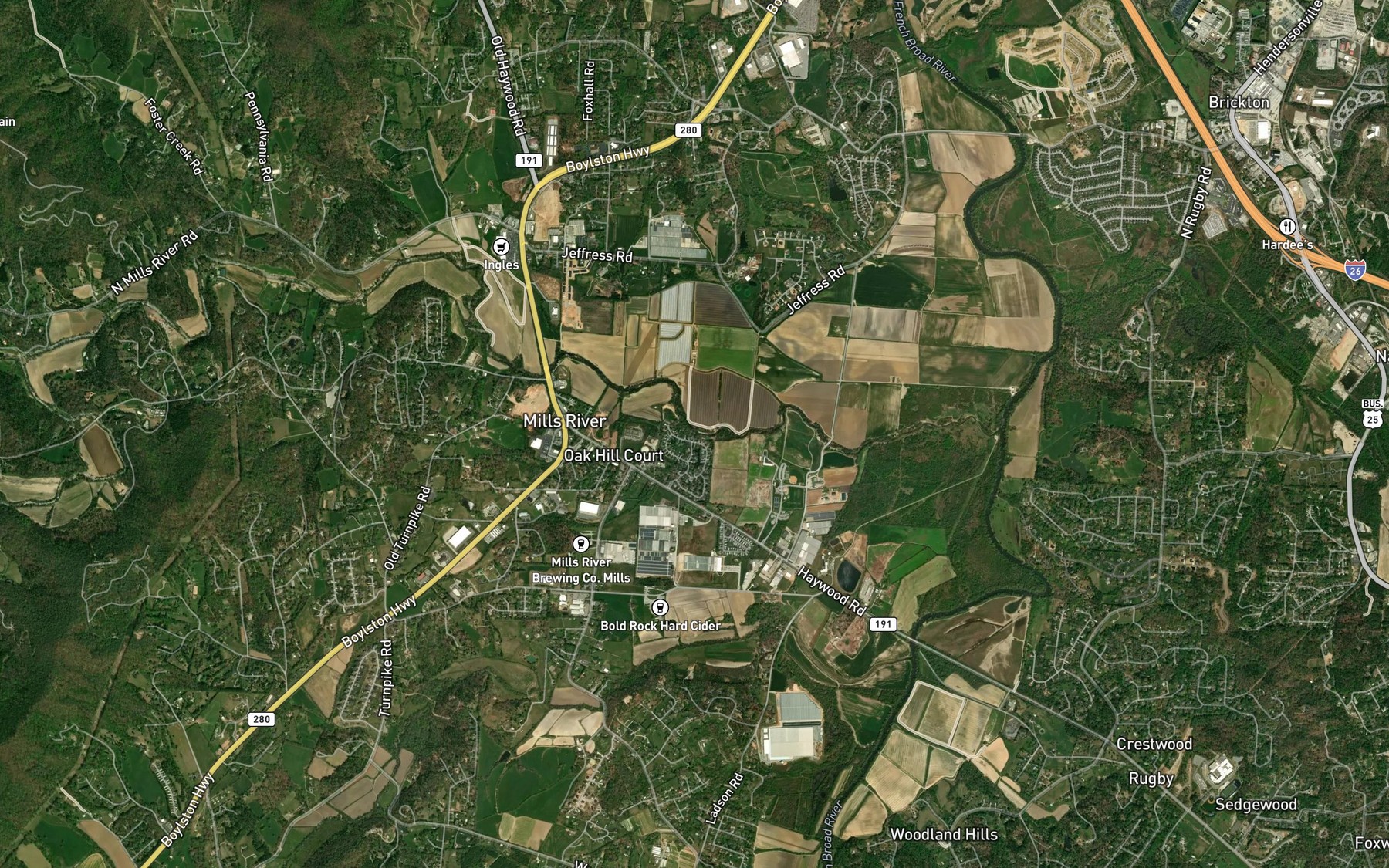 Satellite map of the Brandy Branch