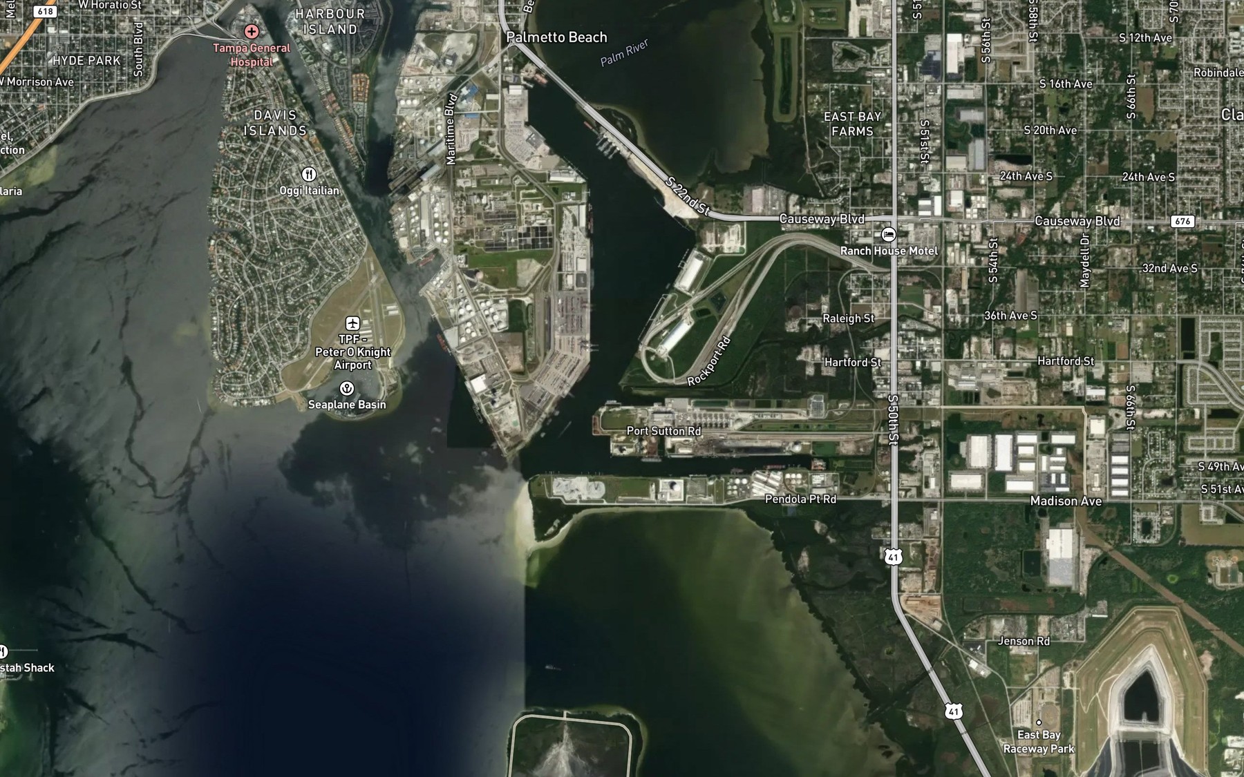 Satellite map of the Delaney Creek