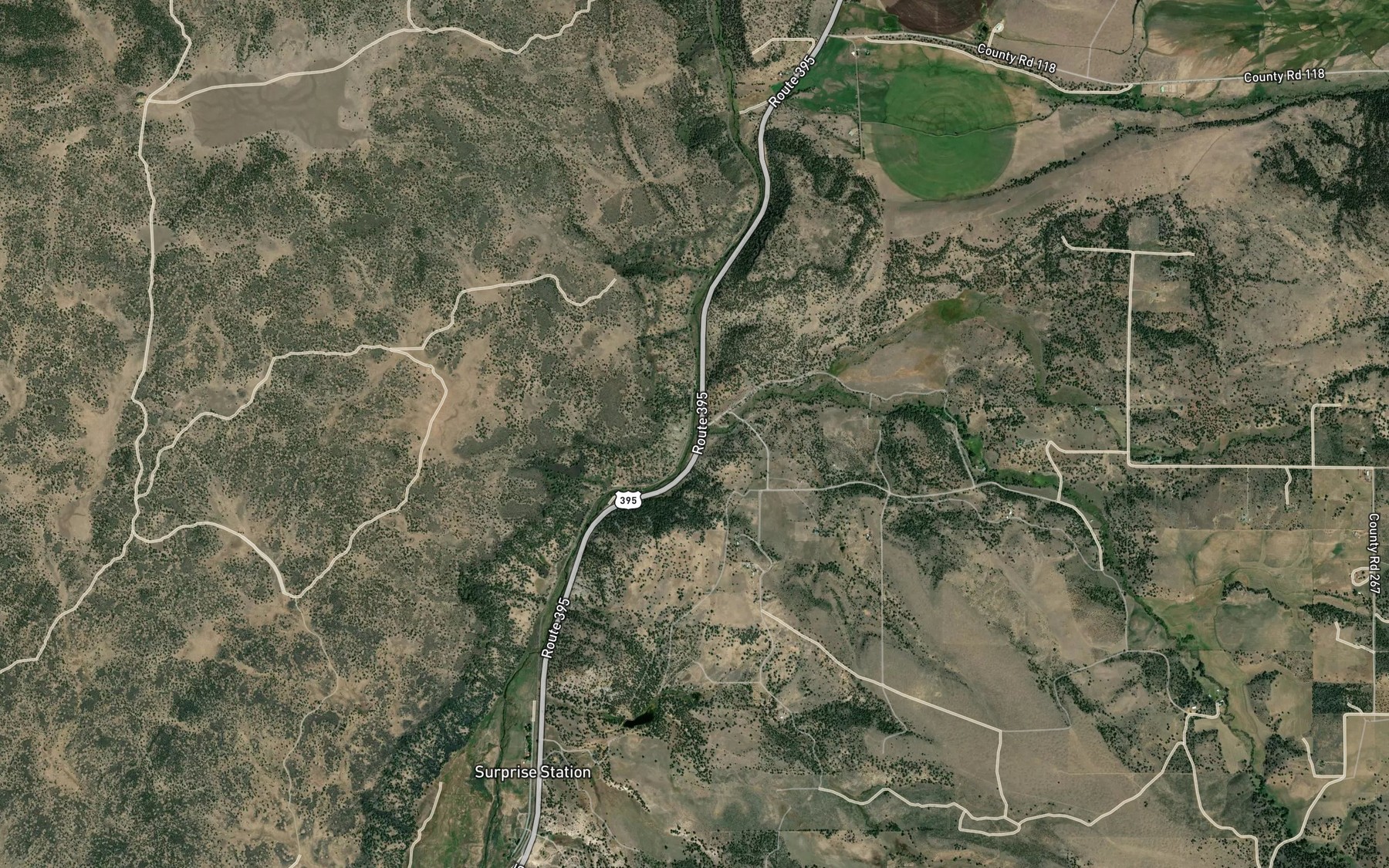 Satellite map of the Thoms Creek