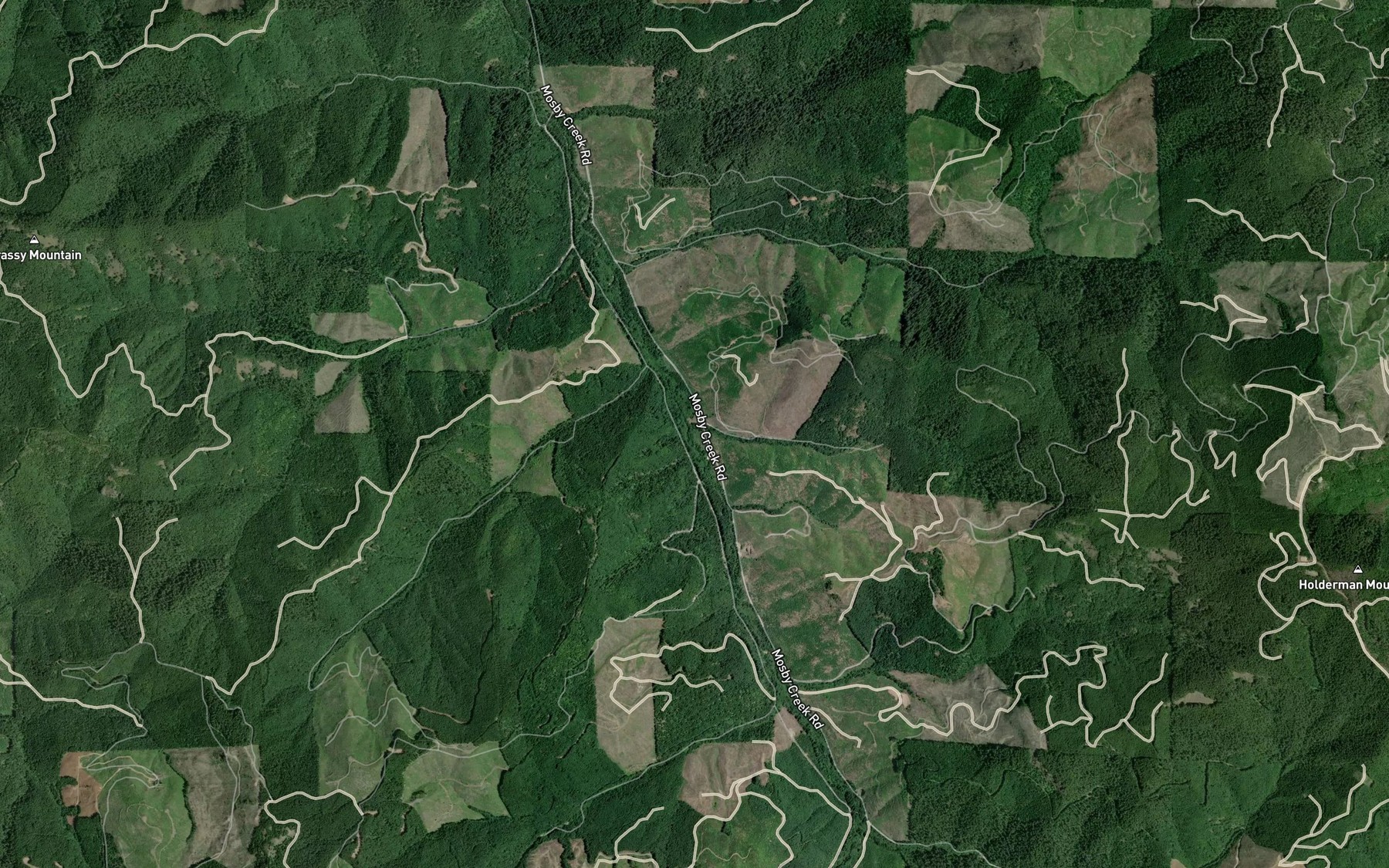 Satellite map of the Tom Creek