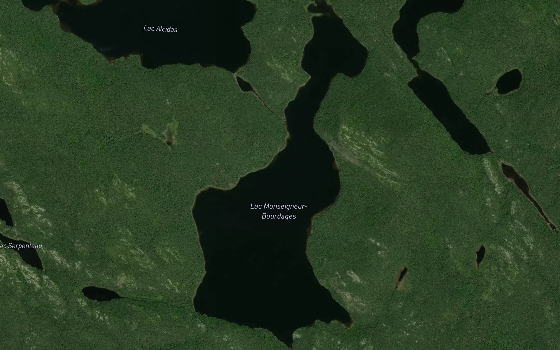 Satellite map of the Lac Monseigneur-Bourdages