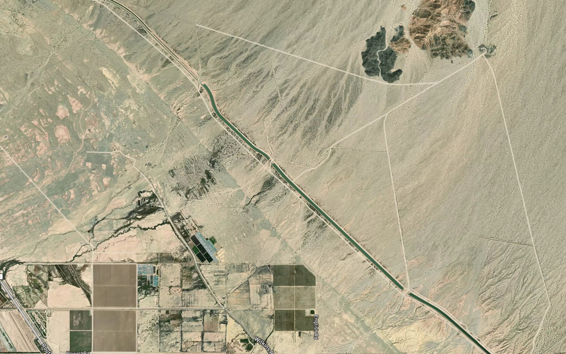 Satellite map of the Coachella Canal