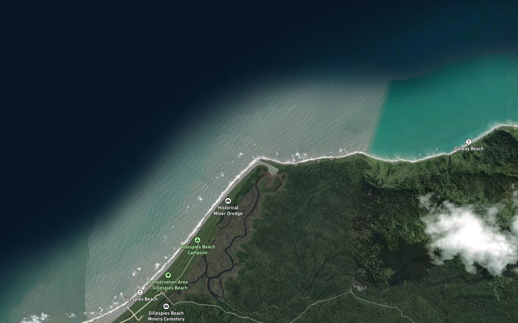 Satellite map of the Waikowhai Stream