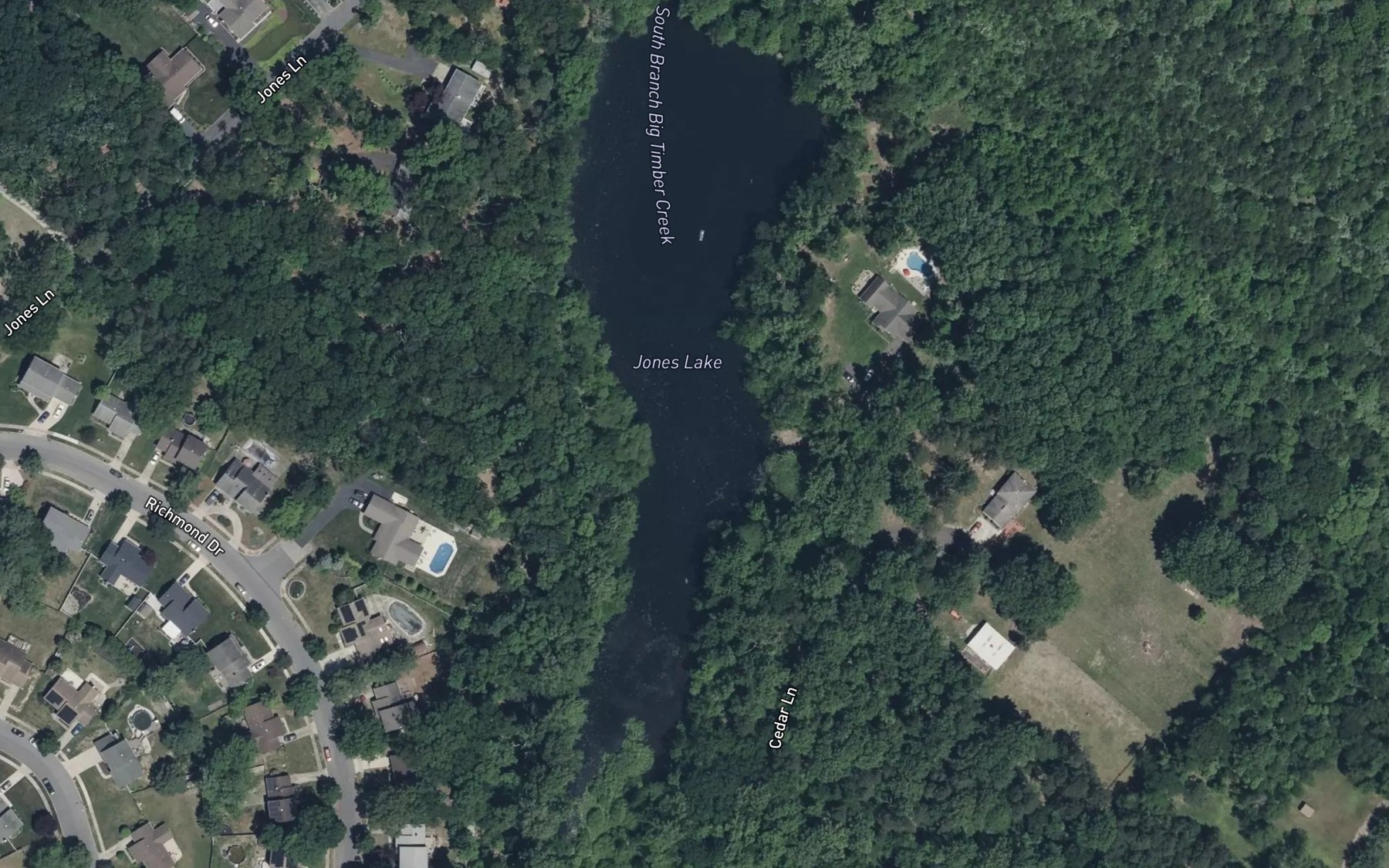 Satellite map of the Jones Lake