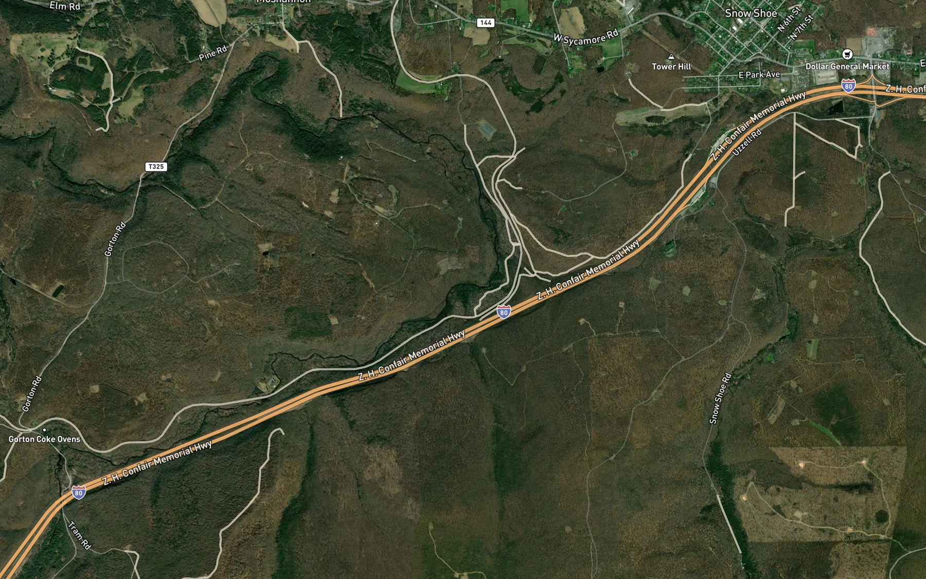 Satellite map of the Pine Run