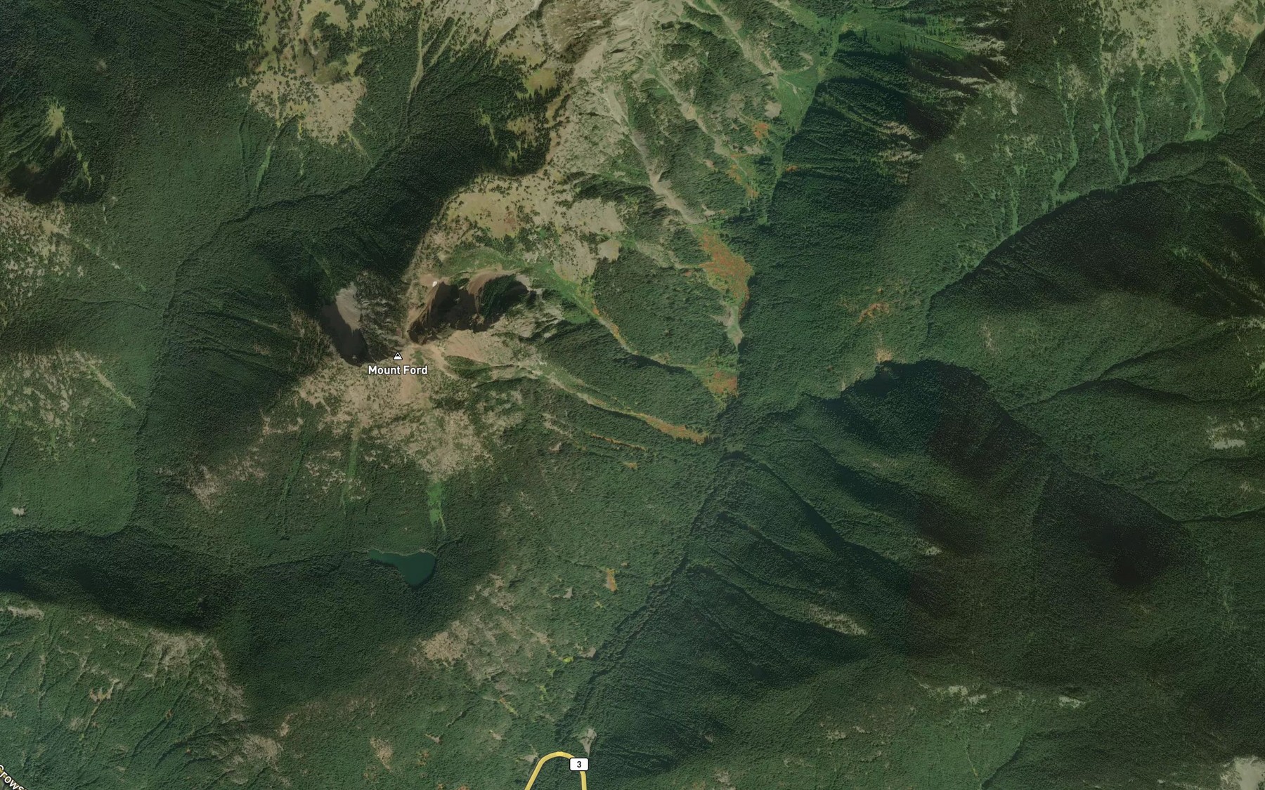 Satellite map of the East Snass Creek