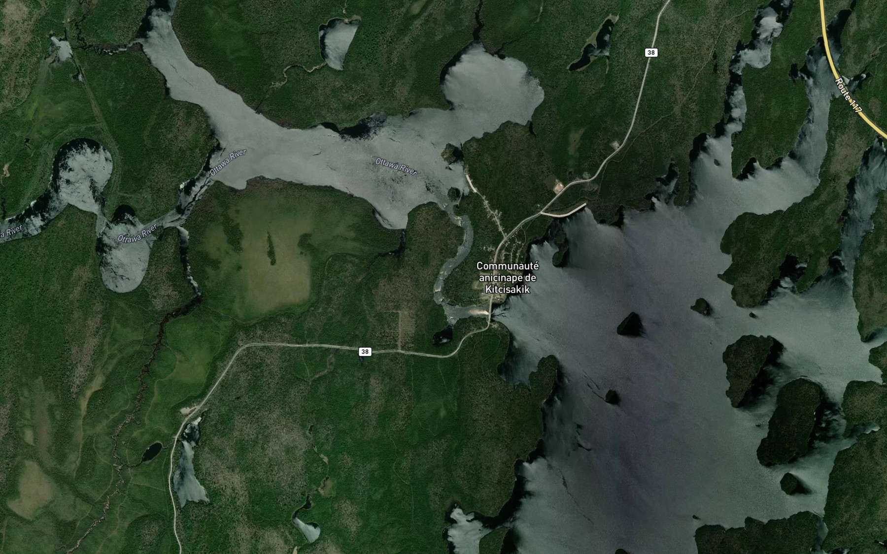 Satellite map of the Rapides Wigwas