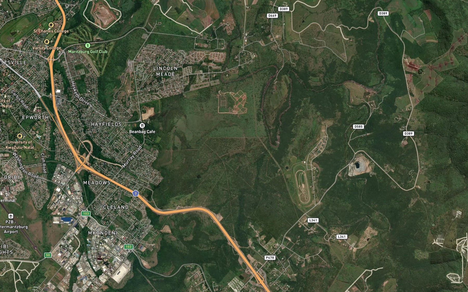 Satellite map of the Mkondin Spruit