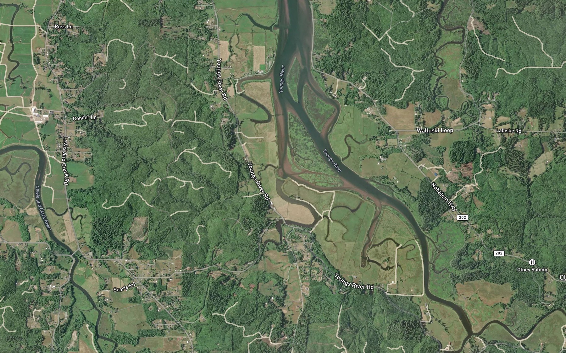 Satellite map of the Tucker Slough