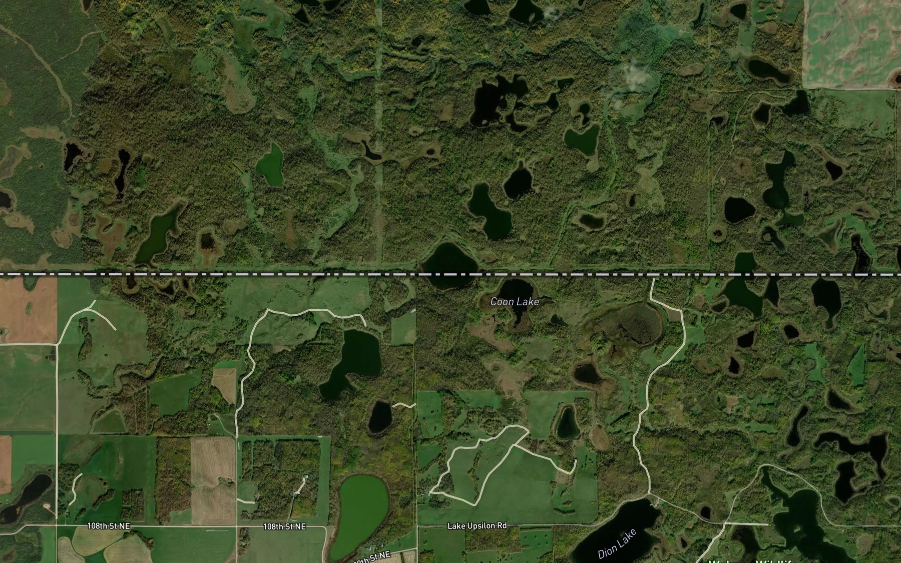 Satellite map of the South Messier Lake