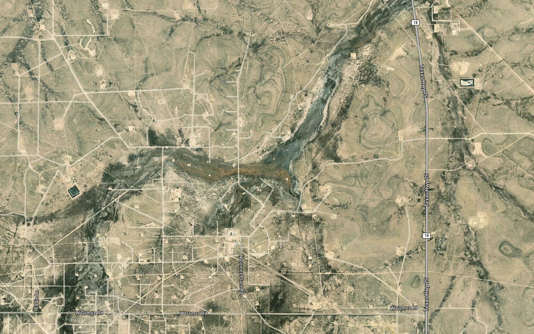 Satellite map of the Leon Creek
