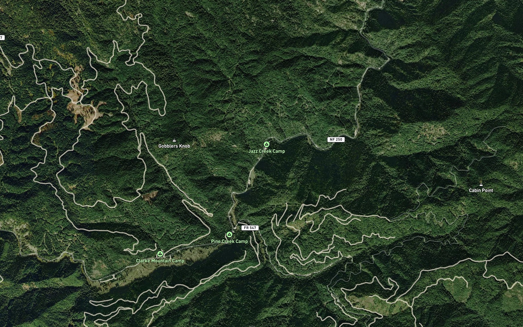 Satellite map of the Jazz Creek