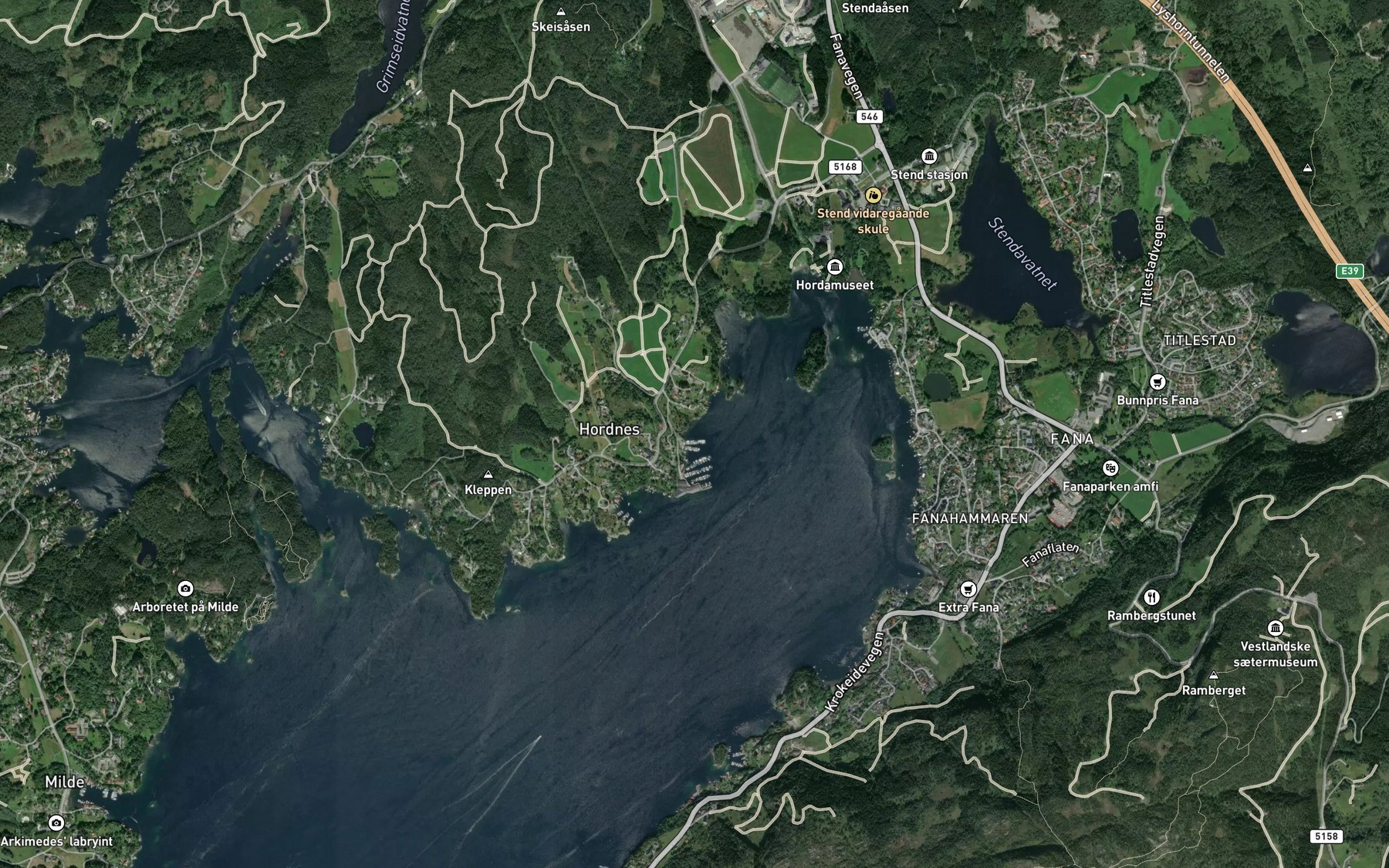 Satellite map of the Hordnesvagen