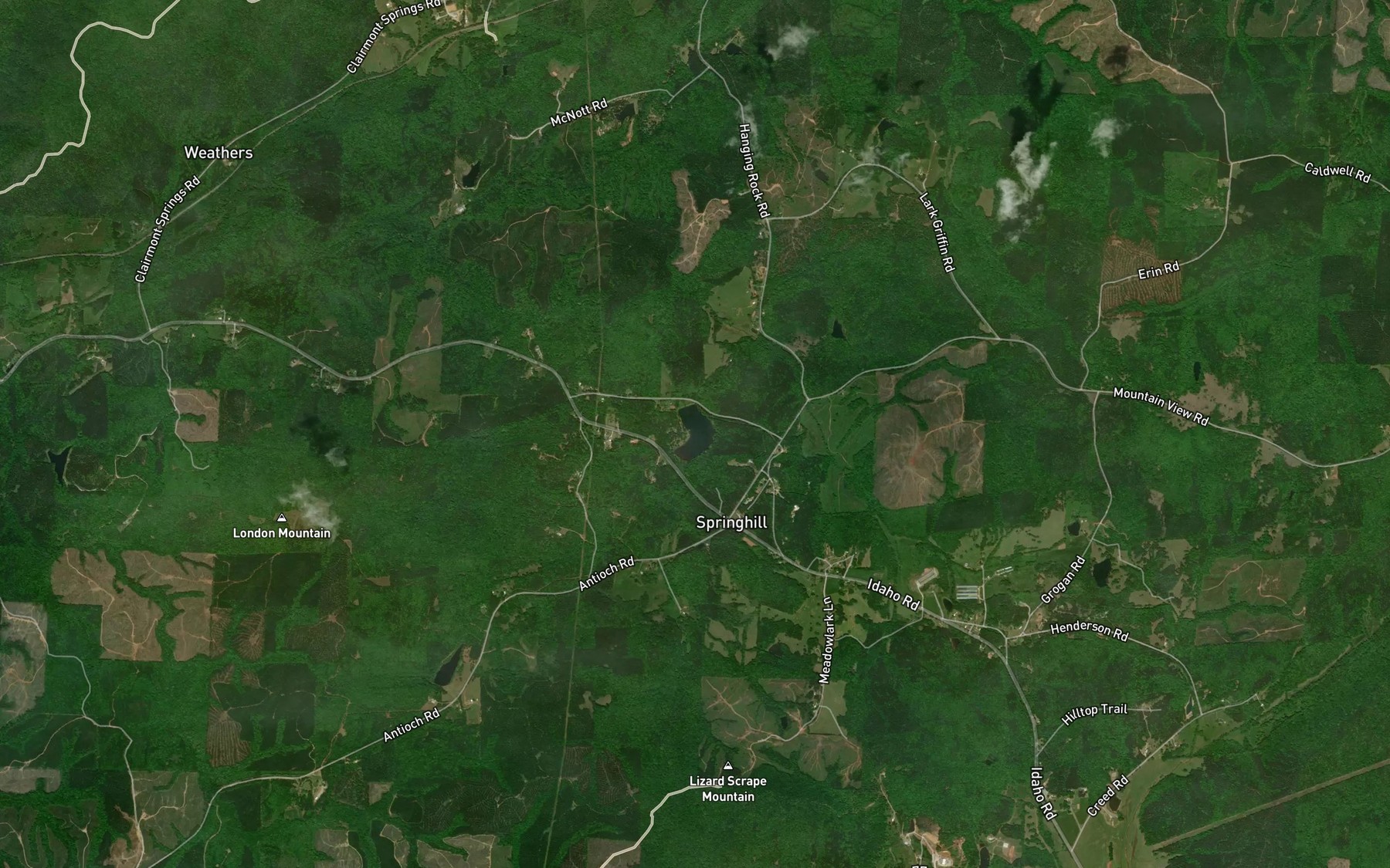 Satellite map of the Newburys Pond