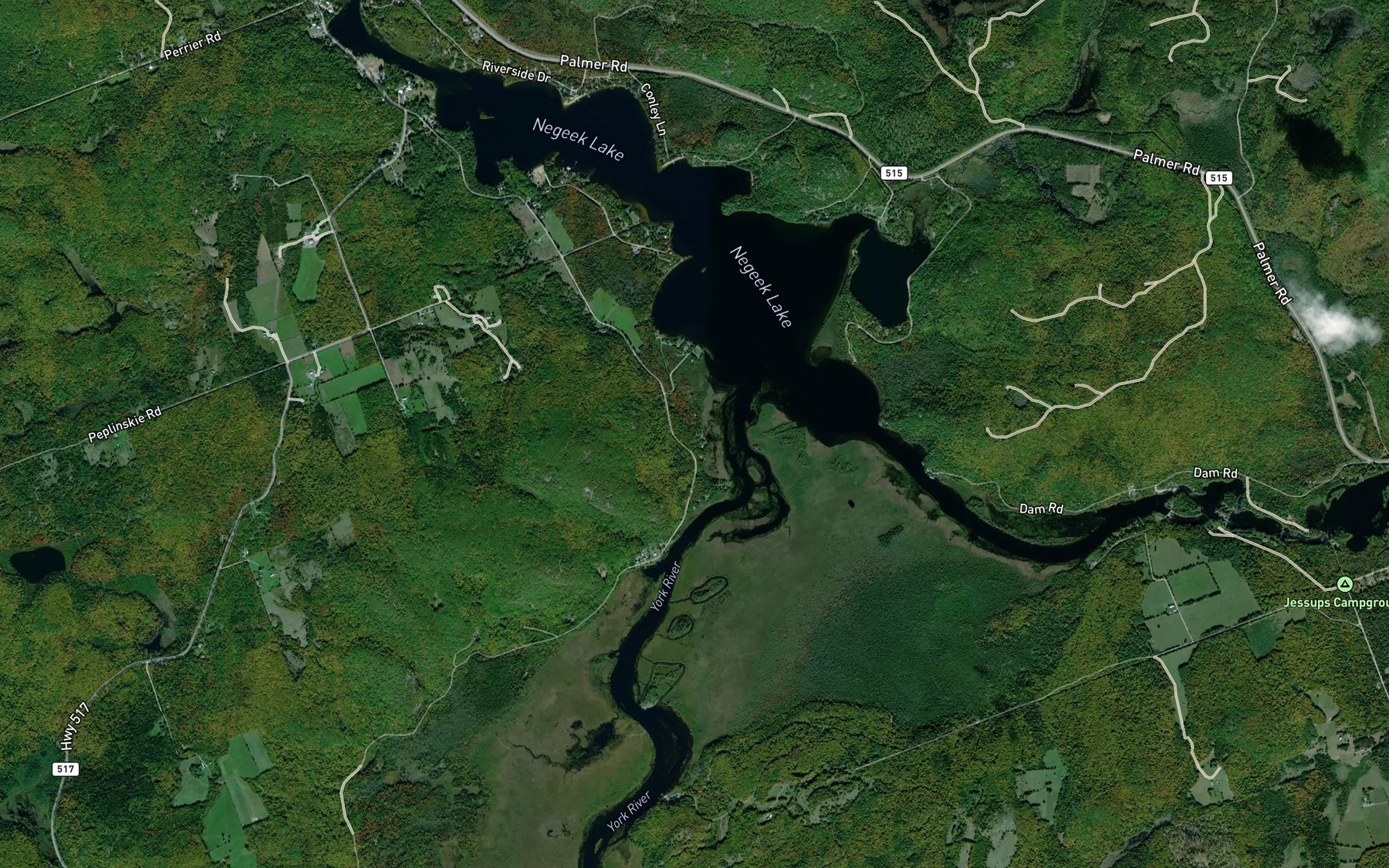 Satellite map of the York River