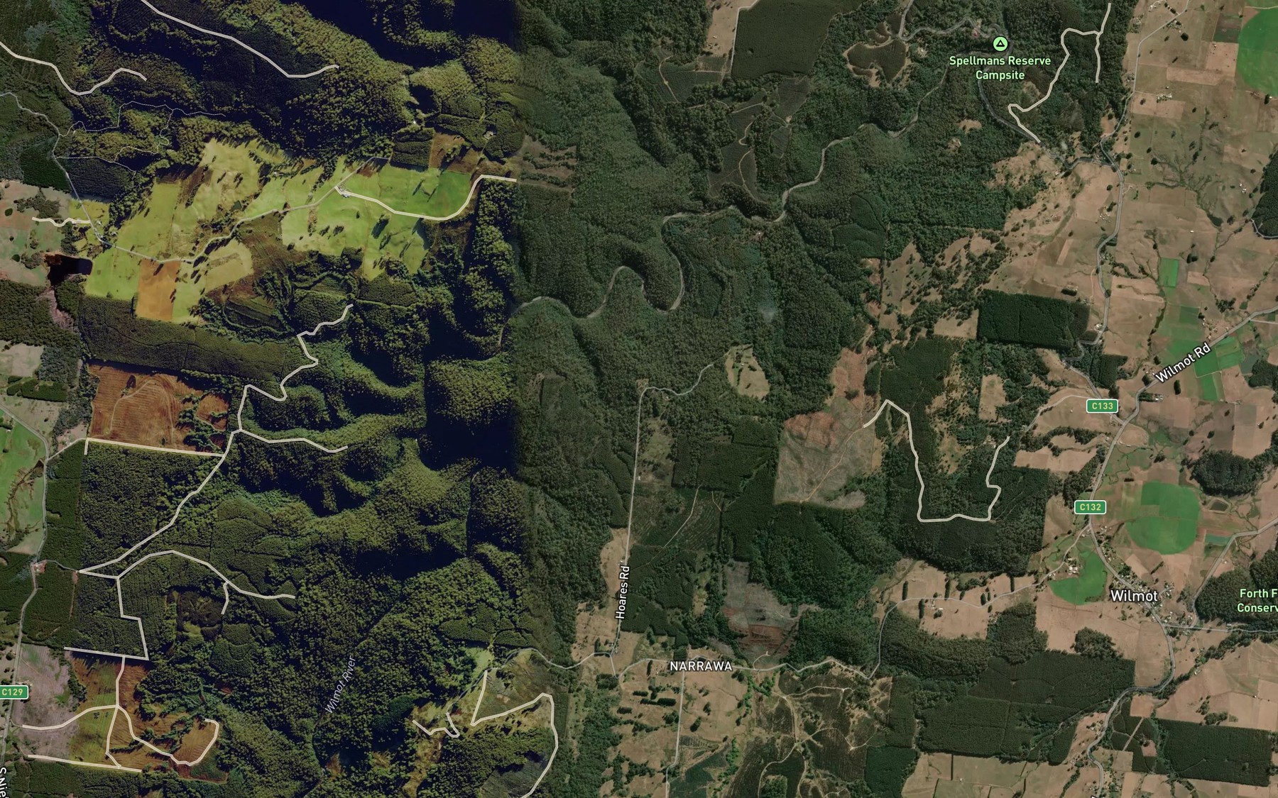 Satellite map of the Castra Rivulet