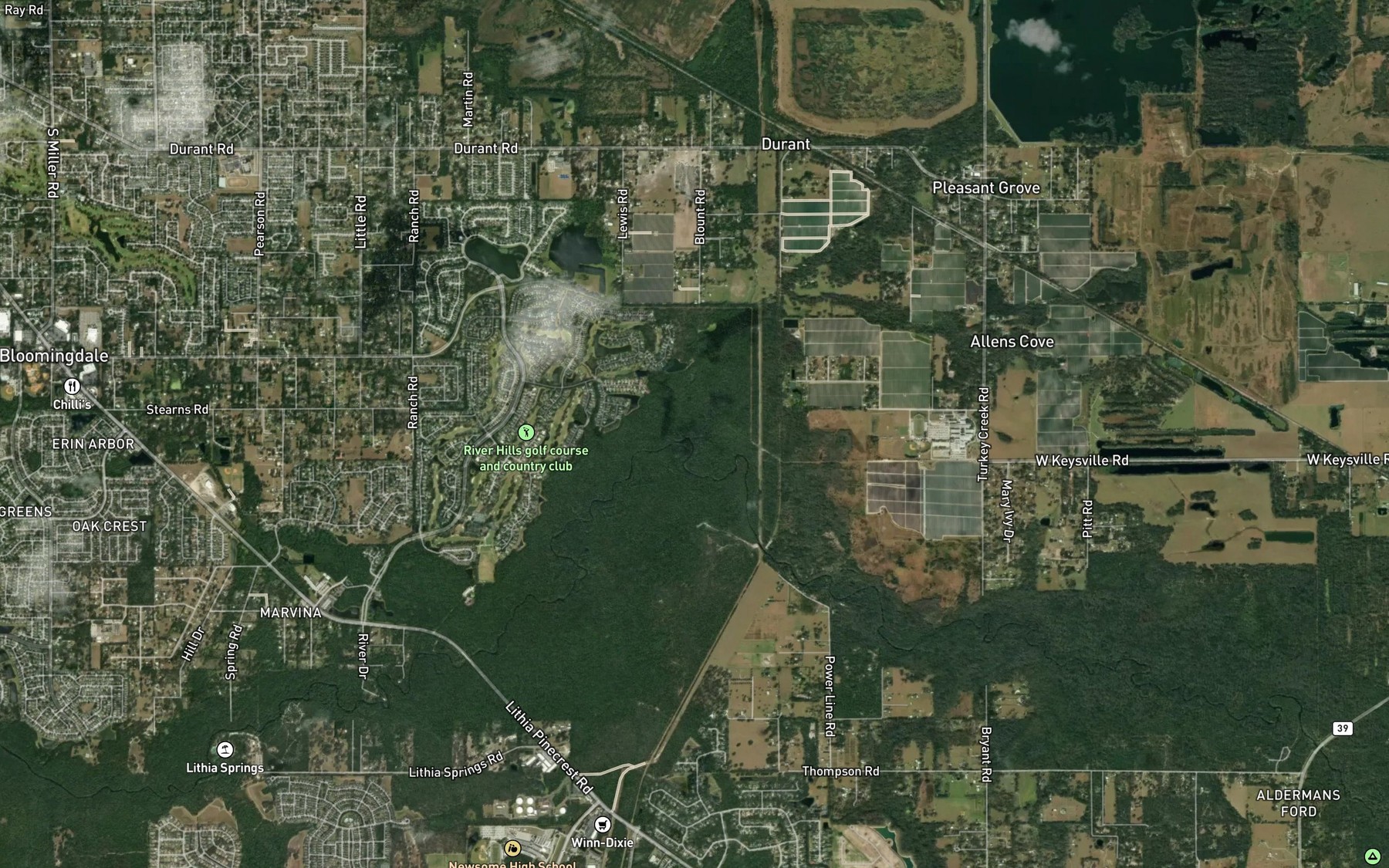 Satellite map of the Turkey Creek