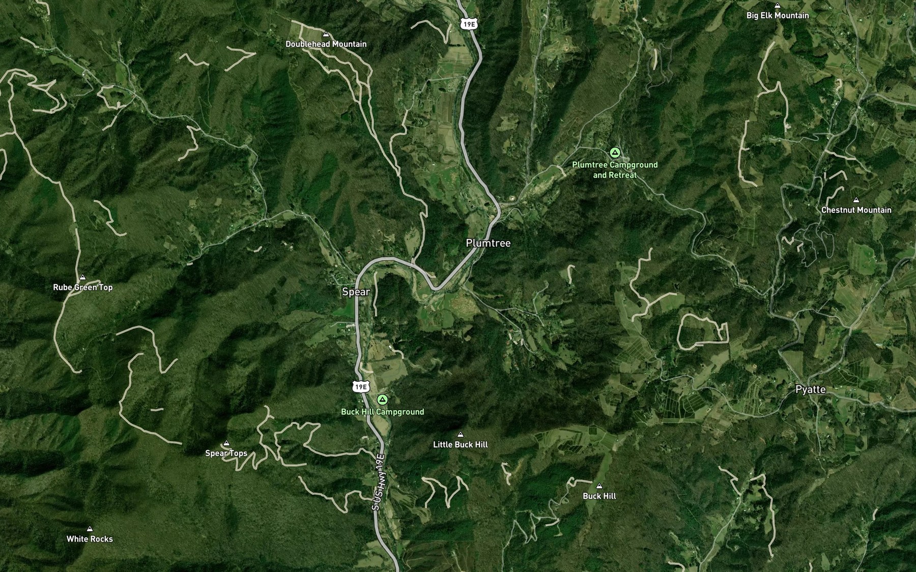 Satellite map of the Pancake Branch